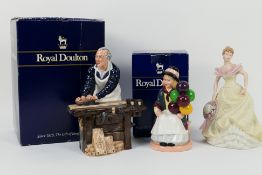 Two Royal Doulton figures comprising # HN2818 Balloon Girl (boxed) and # HN2678 The Carpenter (in