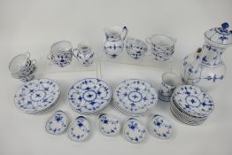Royal Copenhagen - A 20th century coffee service in the Blue Fluted Plain pattern comprising coffee