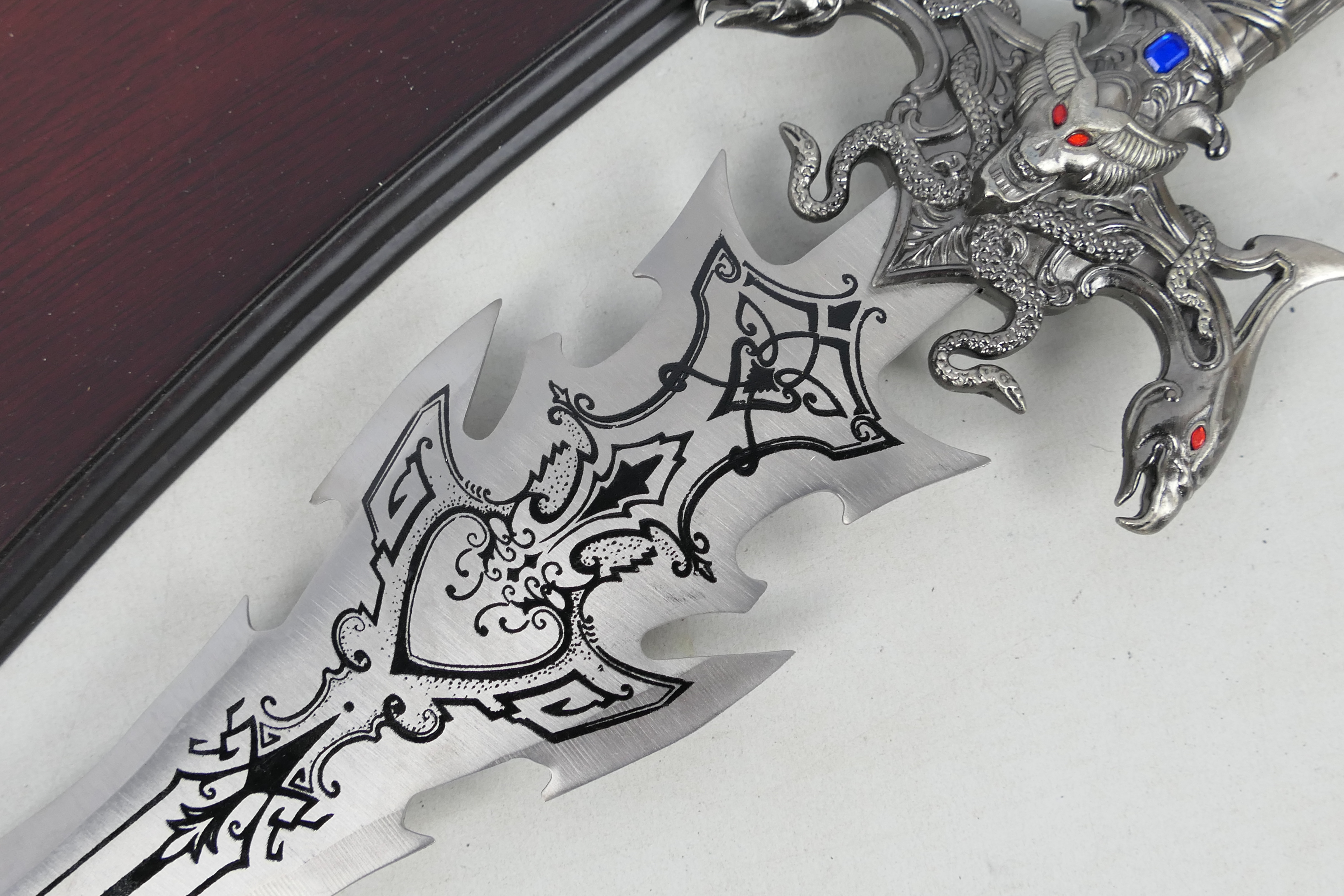 A decorative Fantasy sword / dagger with display board, approximately 63 cm (l). - Image 3 of 4