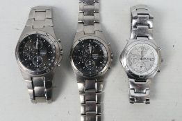 Seiko - Three gentleman's wrist watches comprising 7T62 0BT0 and two 7T92 0ED0