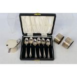 Silver Group - Lot to include a cased set of silver coffee spoons,