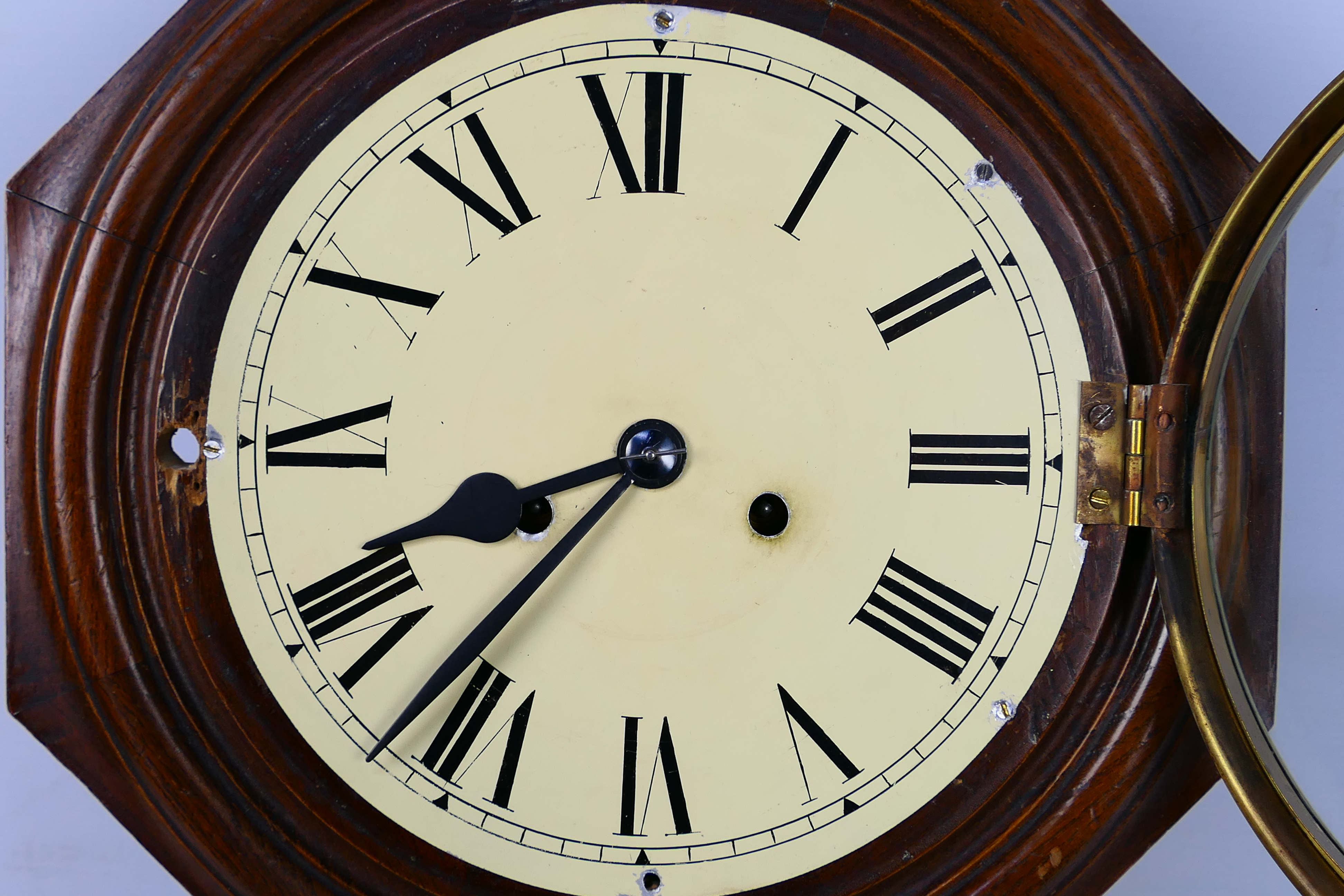 A good example of an American drop-dial wall clock, 8-day gong striking movement, - Image 3 of 6