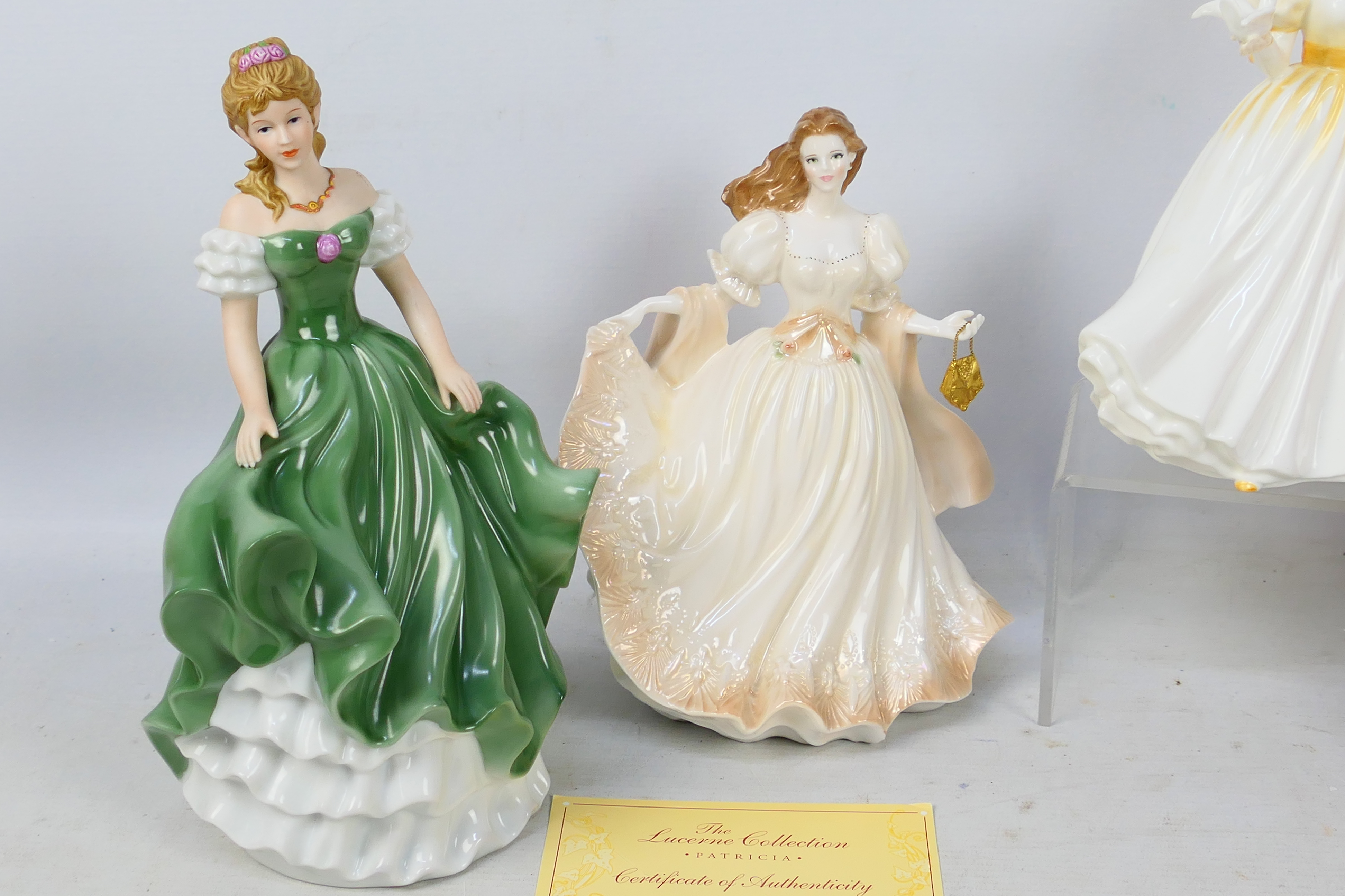 A collection of lady figures comprising a boxed Royal Doulton Figure Of The Year 1993 Patricia # - Image 2 of 9