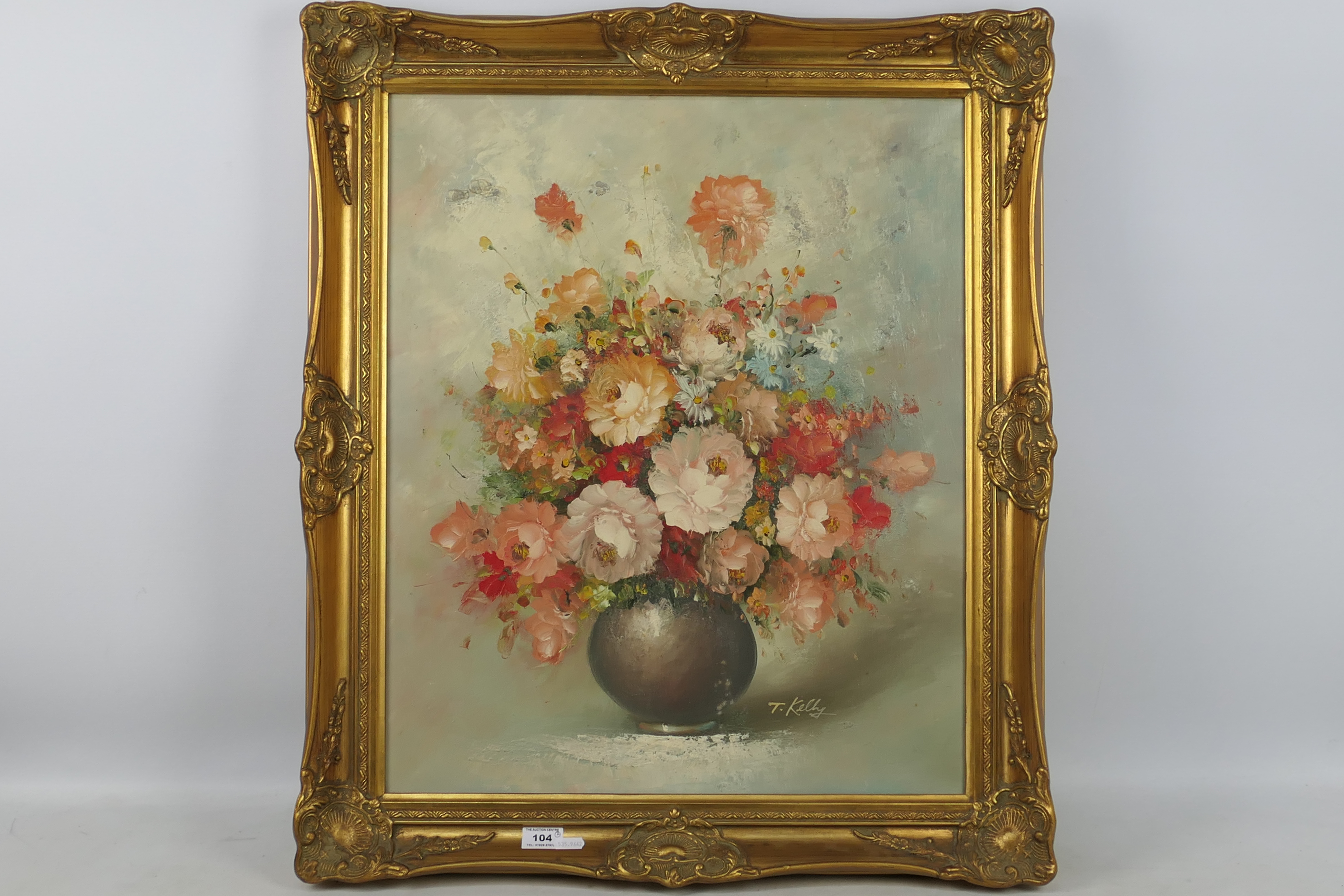 Two gilt framed still life floral studies, signed lower right, - Image 4 of 6