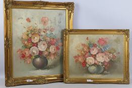 Two gilt framed still life floral studies, signed lower right,