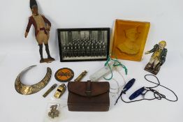 Military and similar collectables to include whistles, pouch, framed photograph and similar.