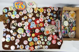 A collection of vintage pin badges to include motoring related / Ford / Mini Cooper / and other.