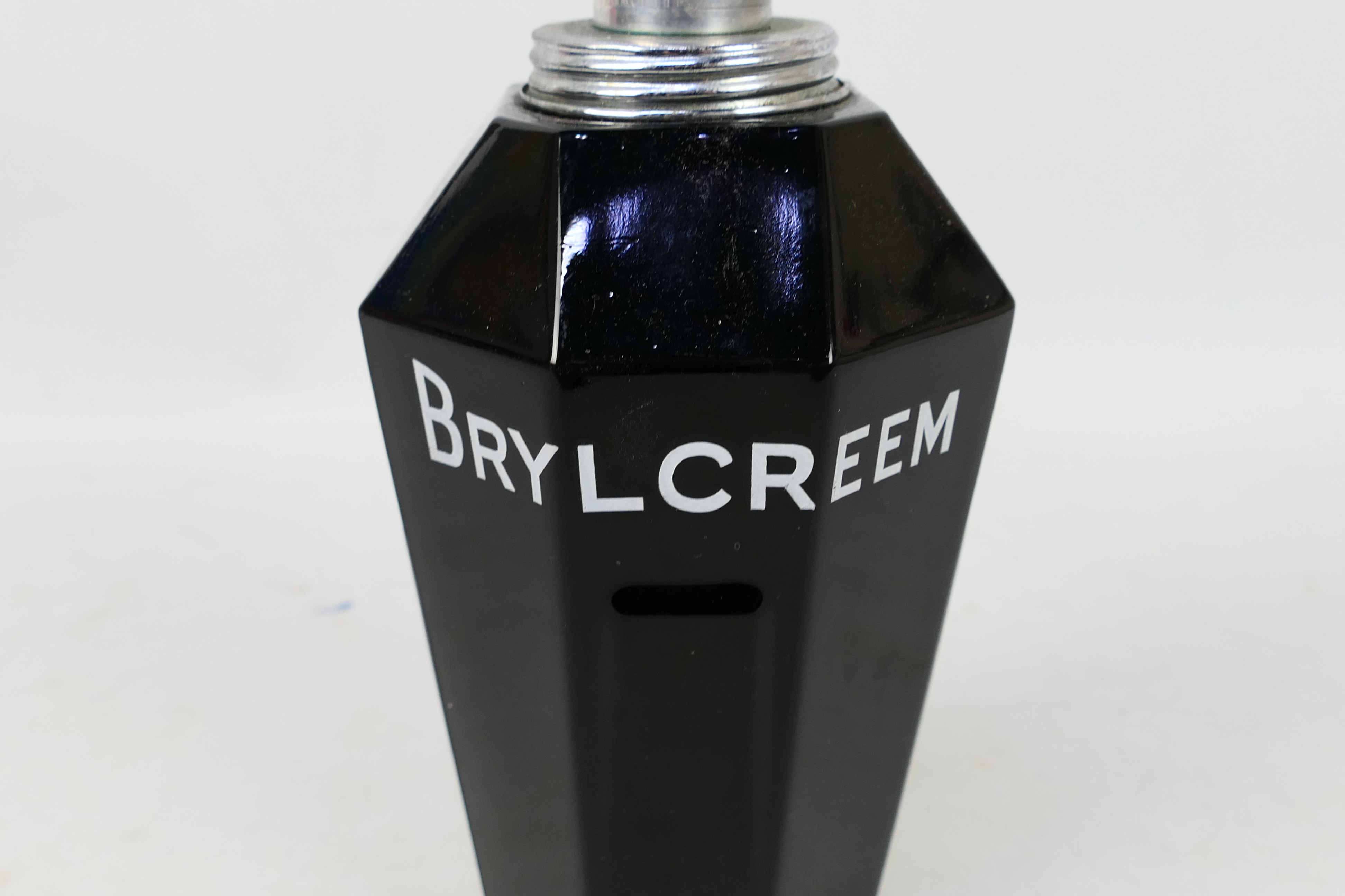 A vintage octagonal section, amethyst glass, Brylcreem dispenser, 27 cm (h). - Image 3 of 4