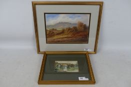 Two landscape scenes, one in gouache entitled Arundel Castle,