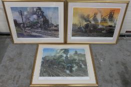 Three prints after Terence Cuneo, two of which are limited editions, The Elizabethan,