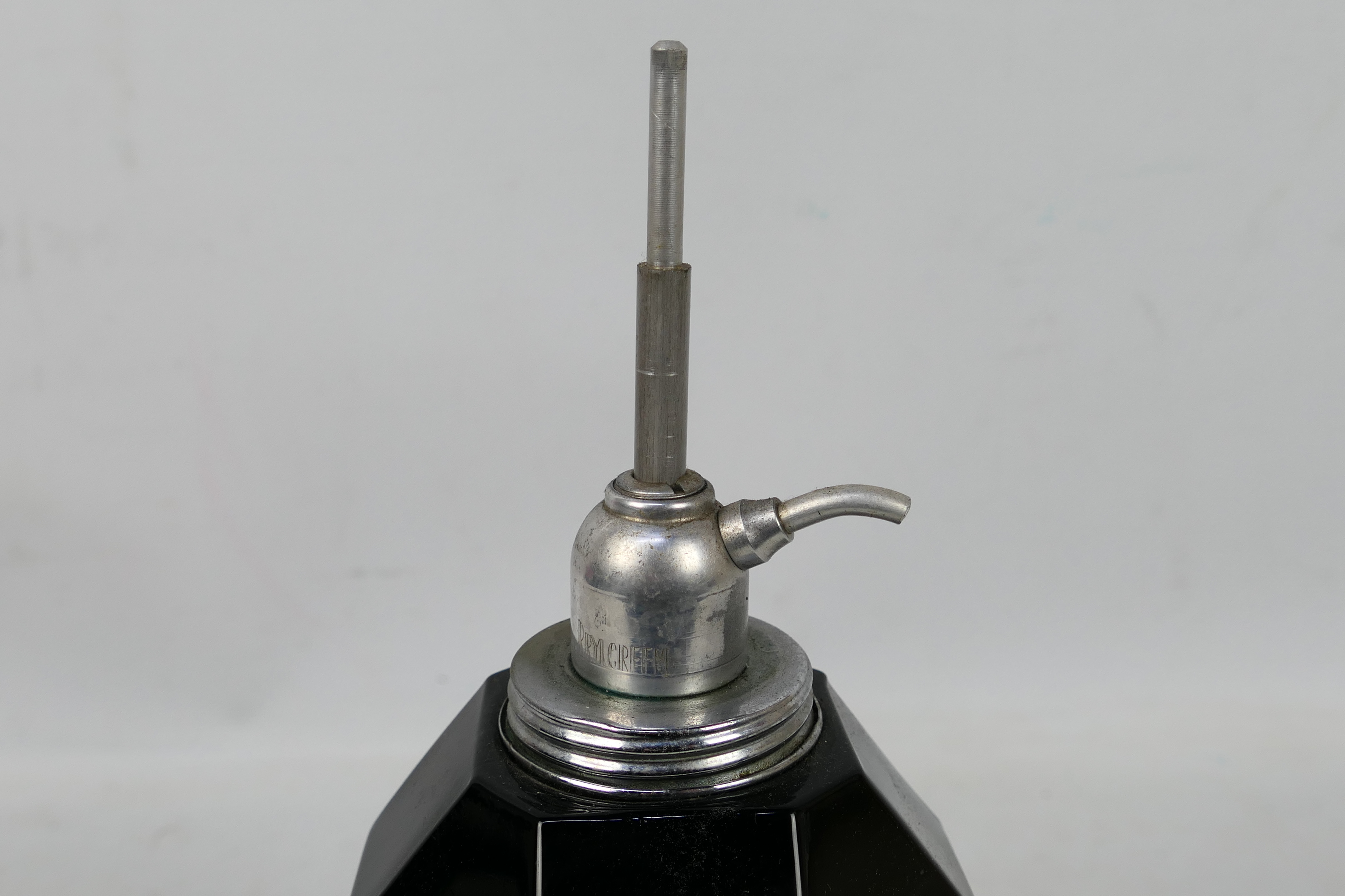 A vintage octagonal section, amethyst glass, Brylcreem dispenser, 27 cm (h). - Image 2 of 4