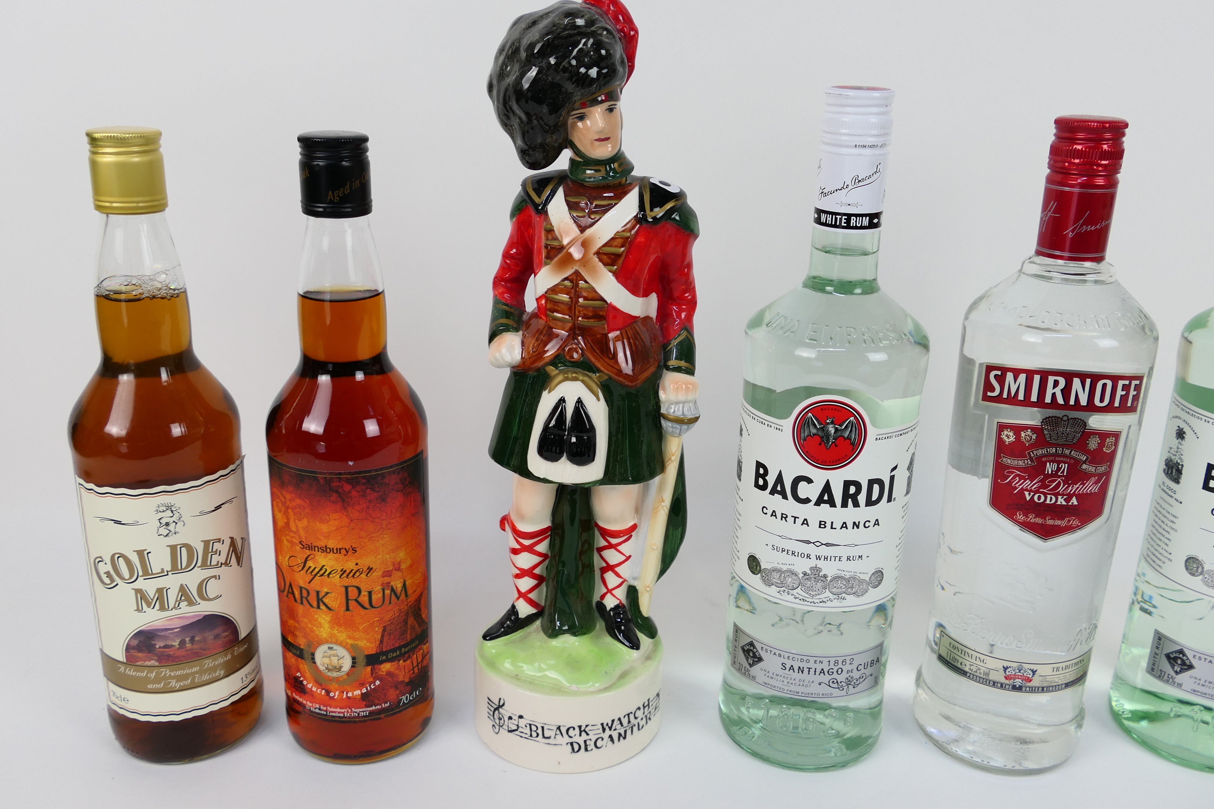 Spirits to include two 1 litre bottles of Bacardi white rum, a 1 litre bottle of Smirnoff vodka, - Image 2 of 3
