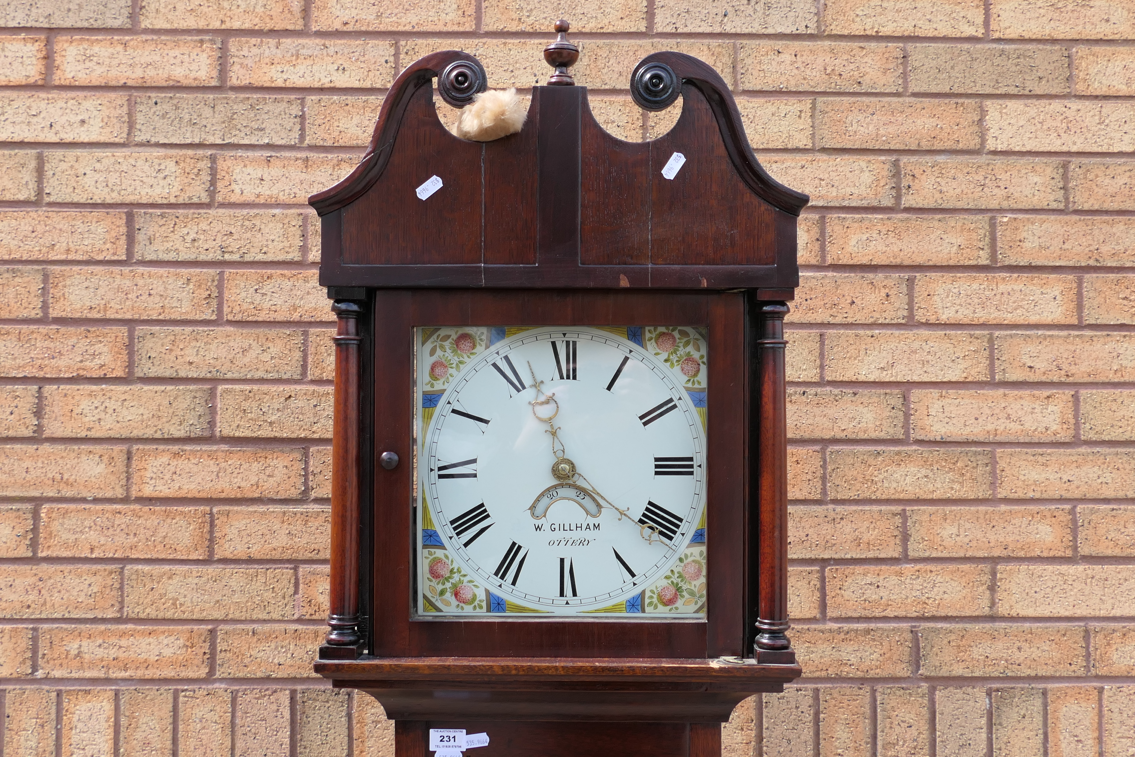 A mid-19th century oak cased 30-hour longcase clock, the hood surmounted by swan-necked pediment, - Image 2 of 8