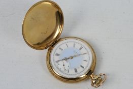 A mid-purity yellow metal cased pocket watch, the case stamped 14K, the dust cover stamped .