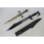 An Ancient Warrior short sword and a fantasy type dagger, largest approximately 63 cm (l).