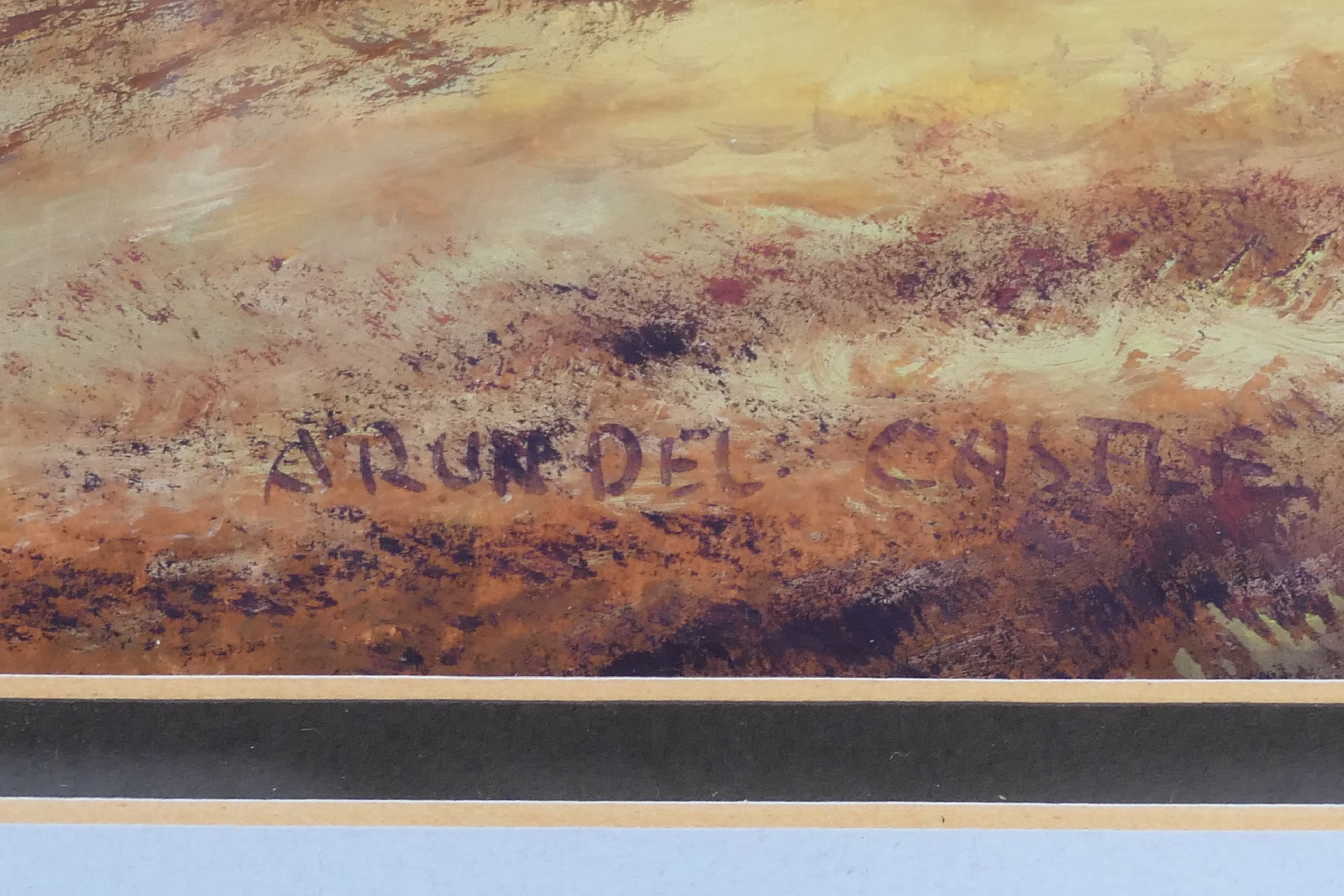Two landscape scenes, one in gouache entitled Arundel Castle, - Image 3 of 6