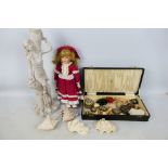 Mixed collectables to include trinket boxes, shells, doll and similar.