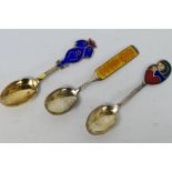 Three vintage, Danish silver and enamel year spoons by Anton Michelsen comprising 1967,