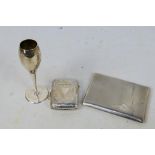 Silver Group - Lot to include a silver cigarette case, silver vesta case and a vase,