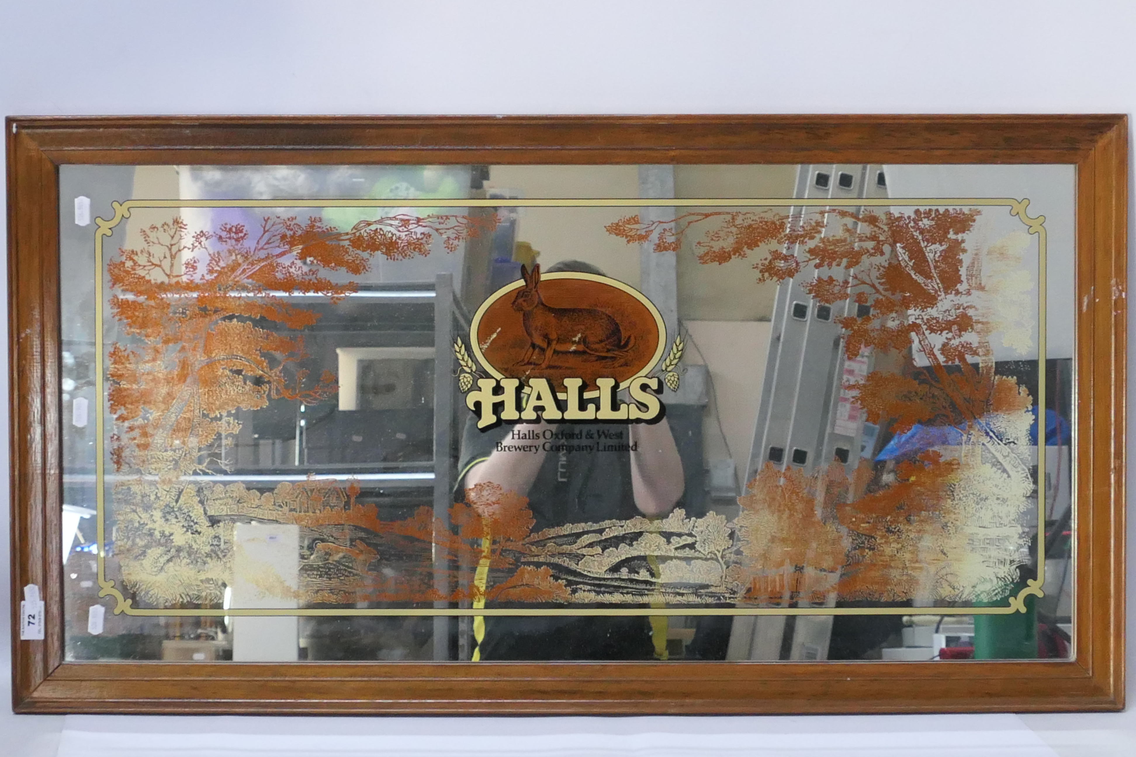 A Halls Oxford & West Brewery Company Limited advertising mirror,