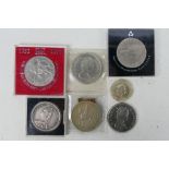 A Victorian Double Florin, 1888 and a small quantity of commemorative coins.