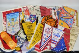 A collection of various football pennants, in excess of 30.