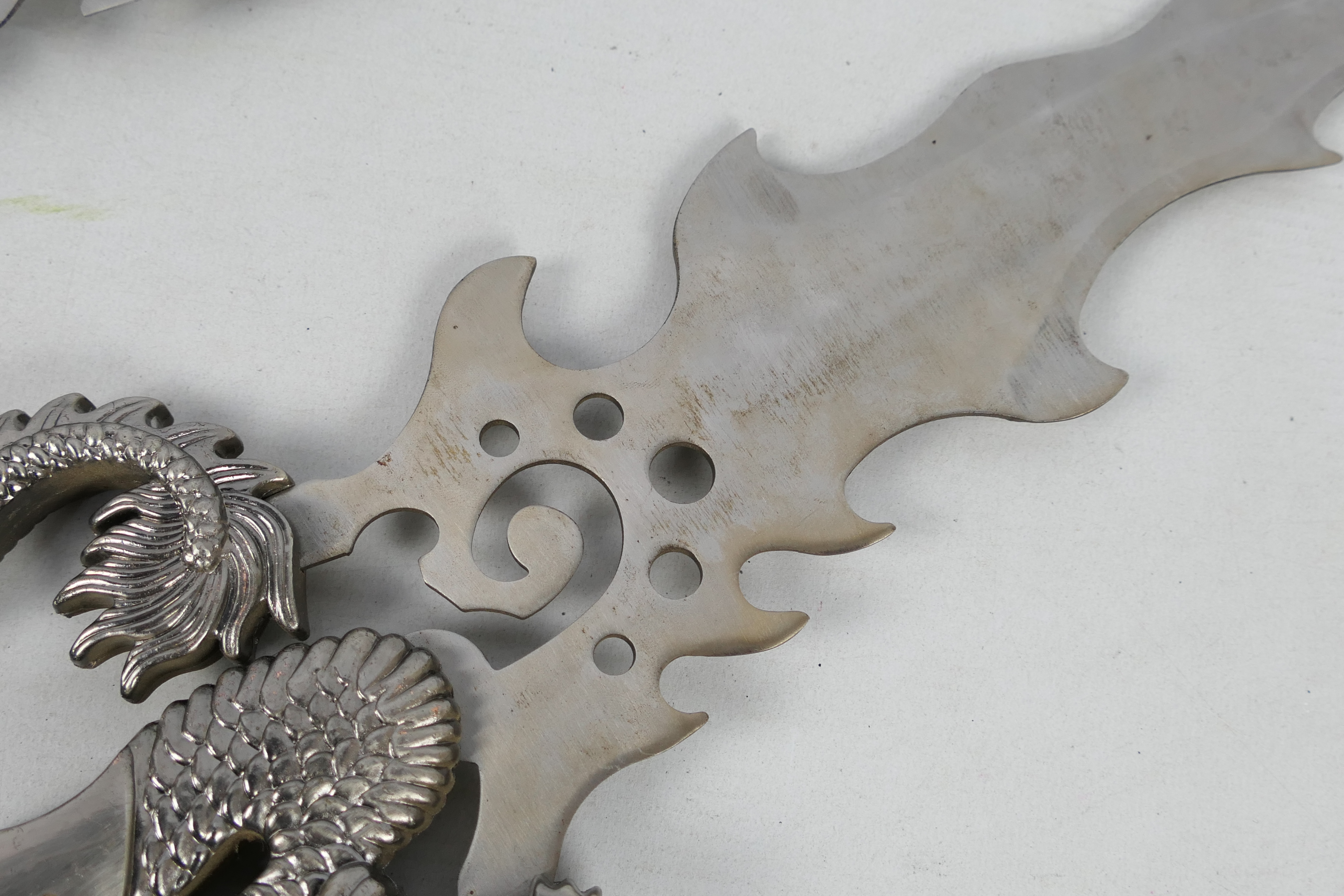 Two decorative Fantasy blades with dragon form hilts, approximately 55 cm (l). - Image 5 of 6