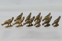 10 x small bronze chicken figures. All in same sizes. Largest is 3 cm (l). Appear in good condition.