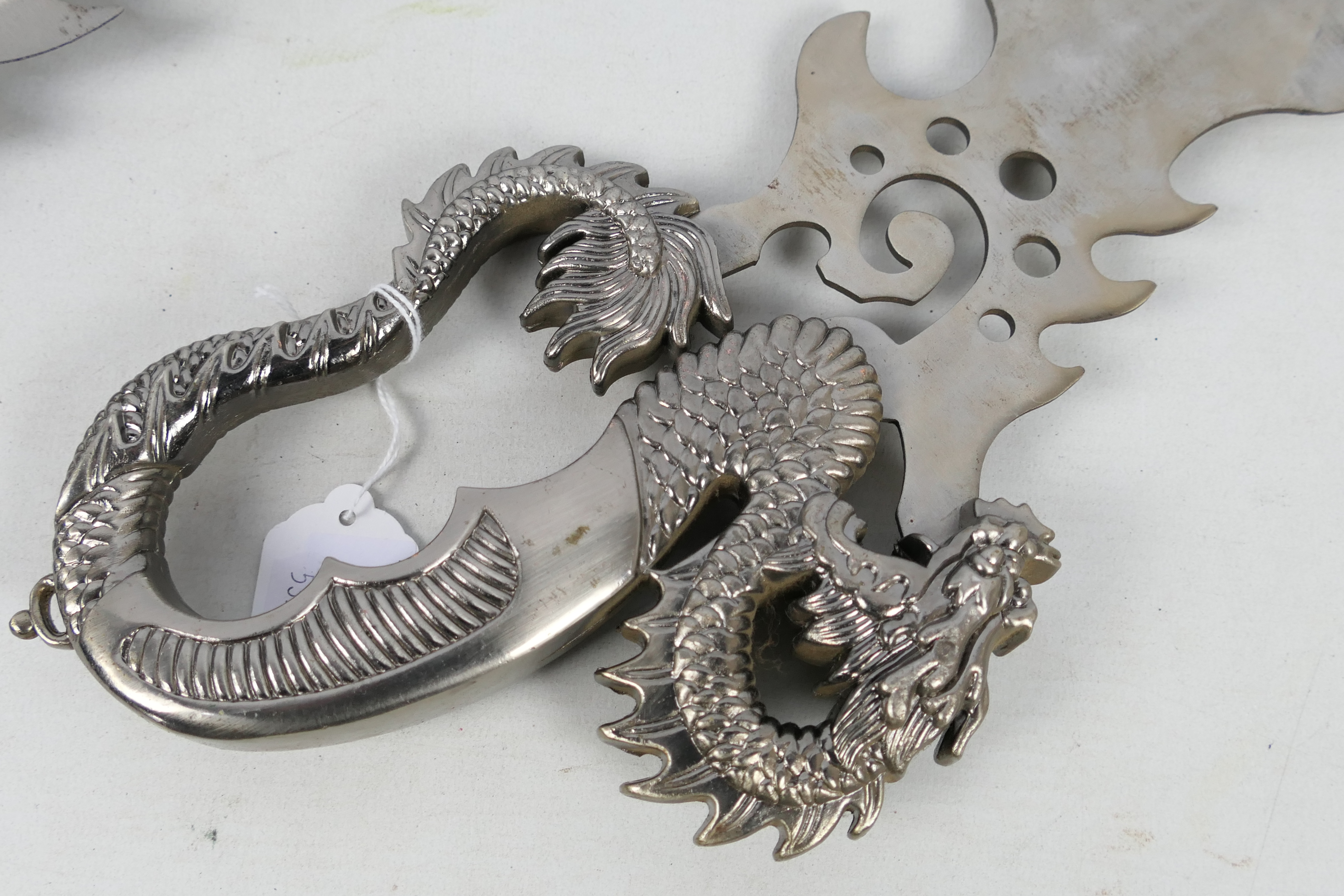 Two decorative Fantasy blades with dragon form hilts, approximately 55 cm (l). - Image 4 of 6