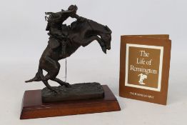 Franklin Mint - A Life of Remington 'Broncho Buster' bronze statue by Franklin Mint.