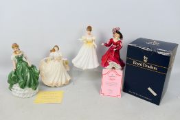 A collection of lady figures comprising a boxed Royal Doulton Figure Of The Year 1993 Patricia #