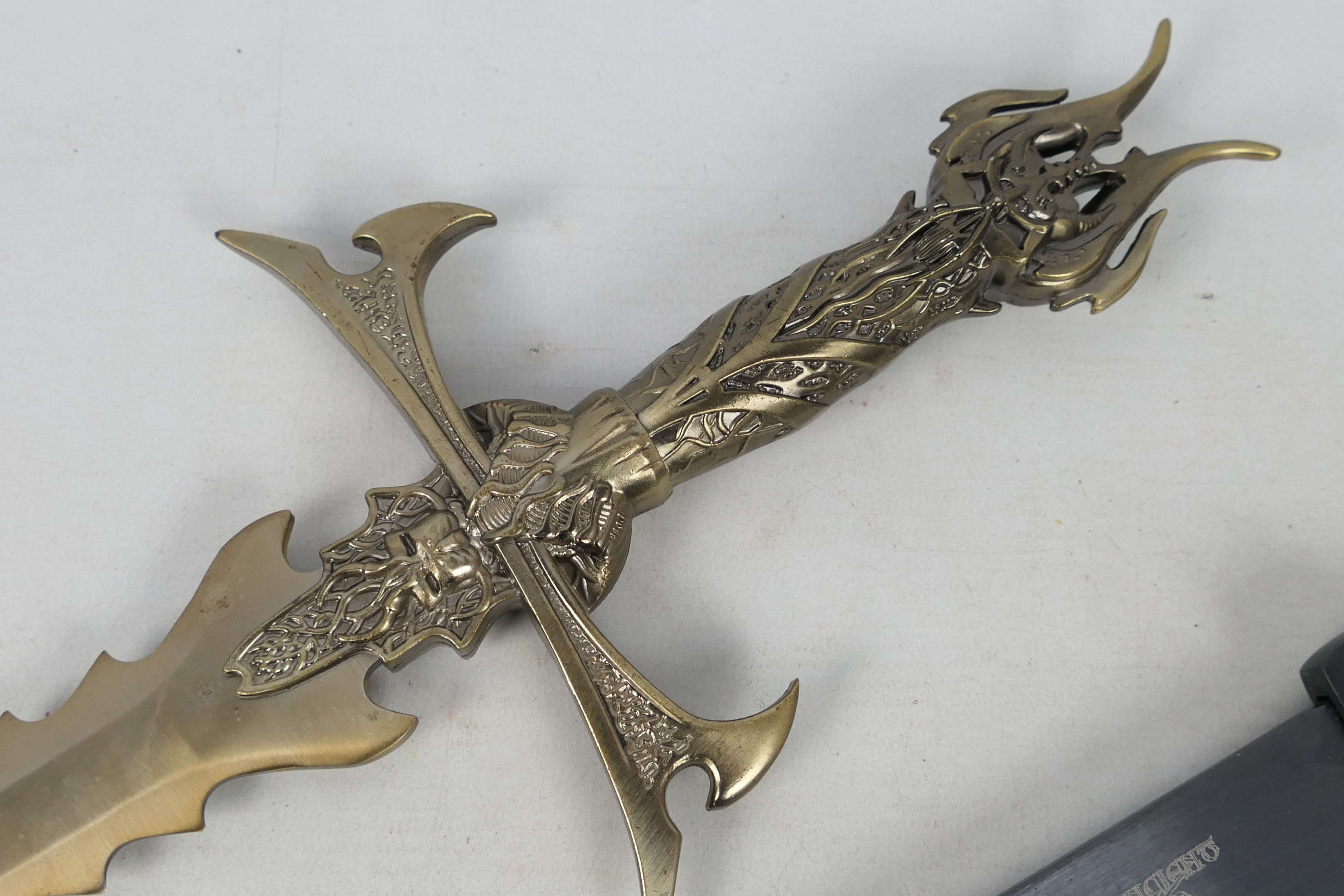 An Ancient Warrior short sword and a fantasy type dagger, largest approximately 63 cm (l). - Image 2 of 6