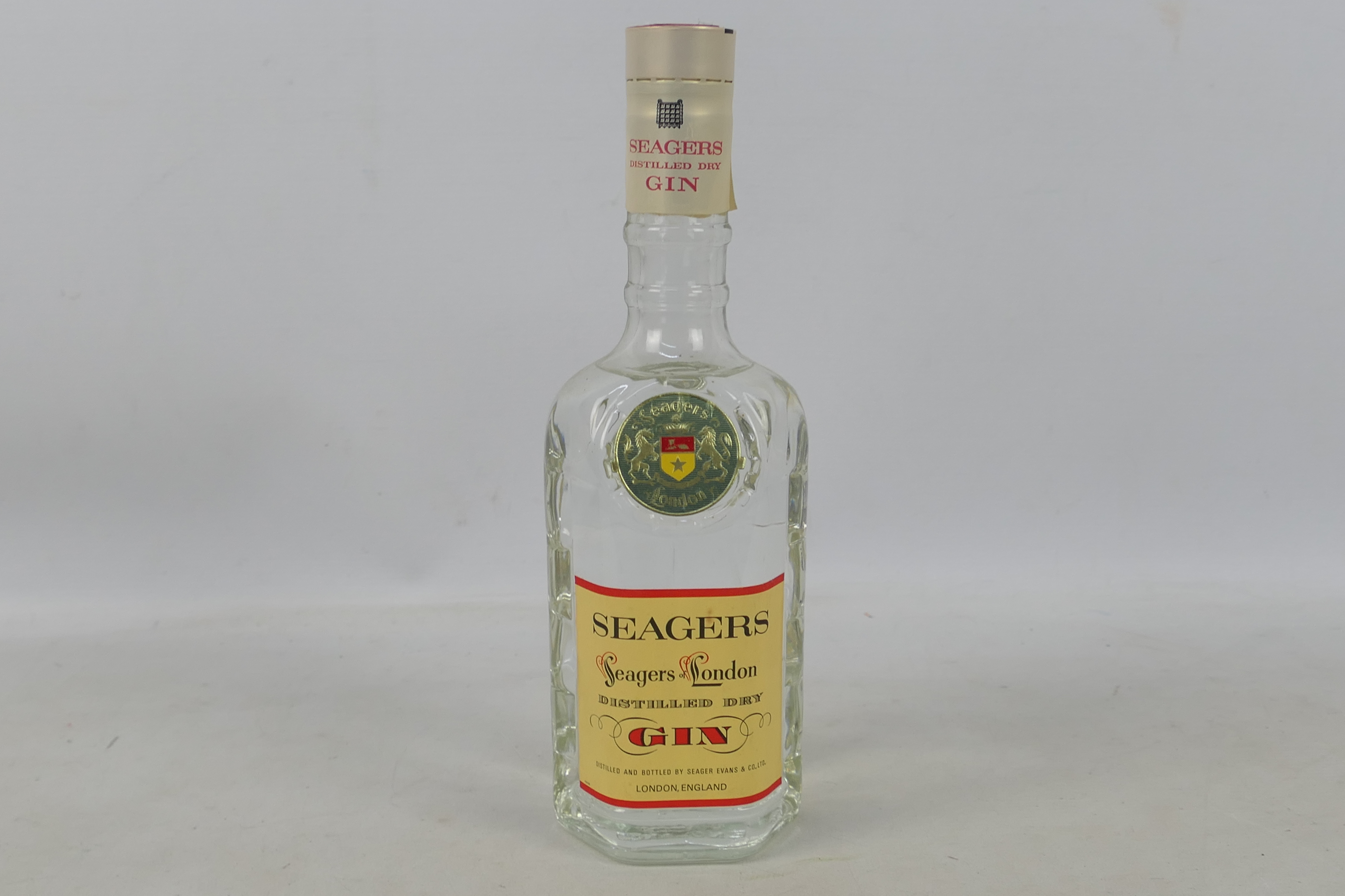 Gin - A bottle of Seagers Distilled Dry Gin, distilled and bottled by Seager Evans & Co Ltd,