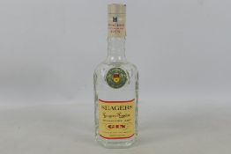 Gin - A bottle of Seagers Distilled Dry Gin, distilled and bottled by Seager Evans & Co Ltd,