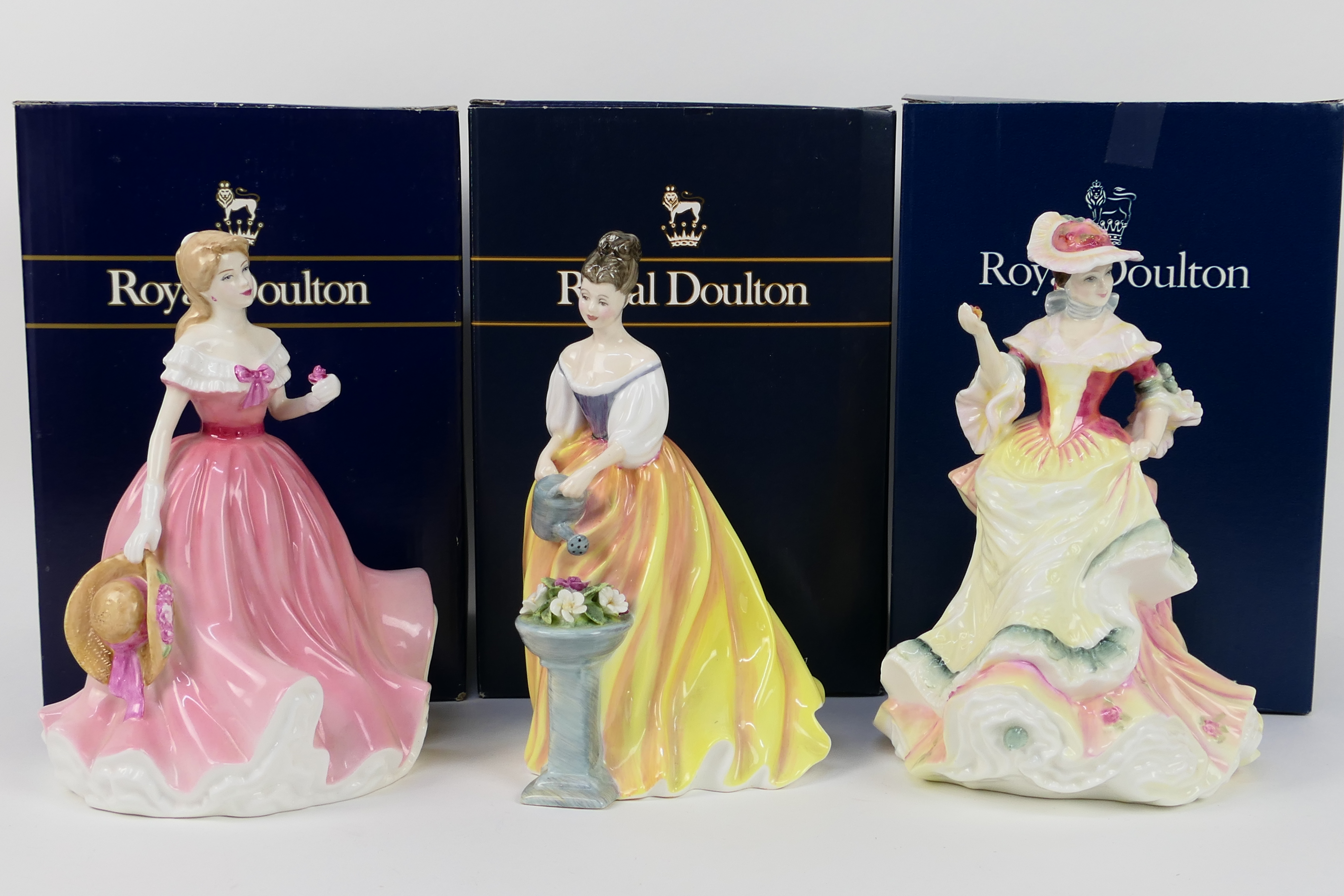 Royal Doulton - Three boxed lady figures to include Alexandra # HN3286,