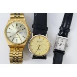 Three wrist watches to include Lorus, Hu