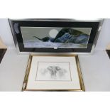 Two framed prints comprising Elephants b