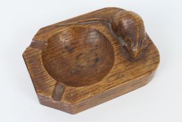 A Mouseman carved oak ashtray with signa