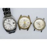 Three gentleman's wrist watches to include Waldman, Rodania (both lacking straps) and other.