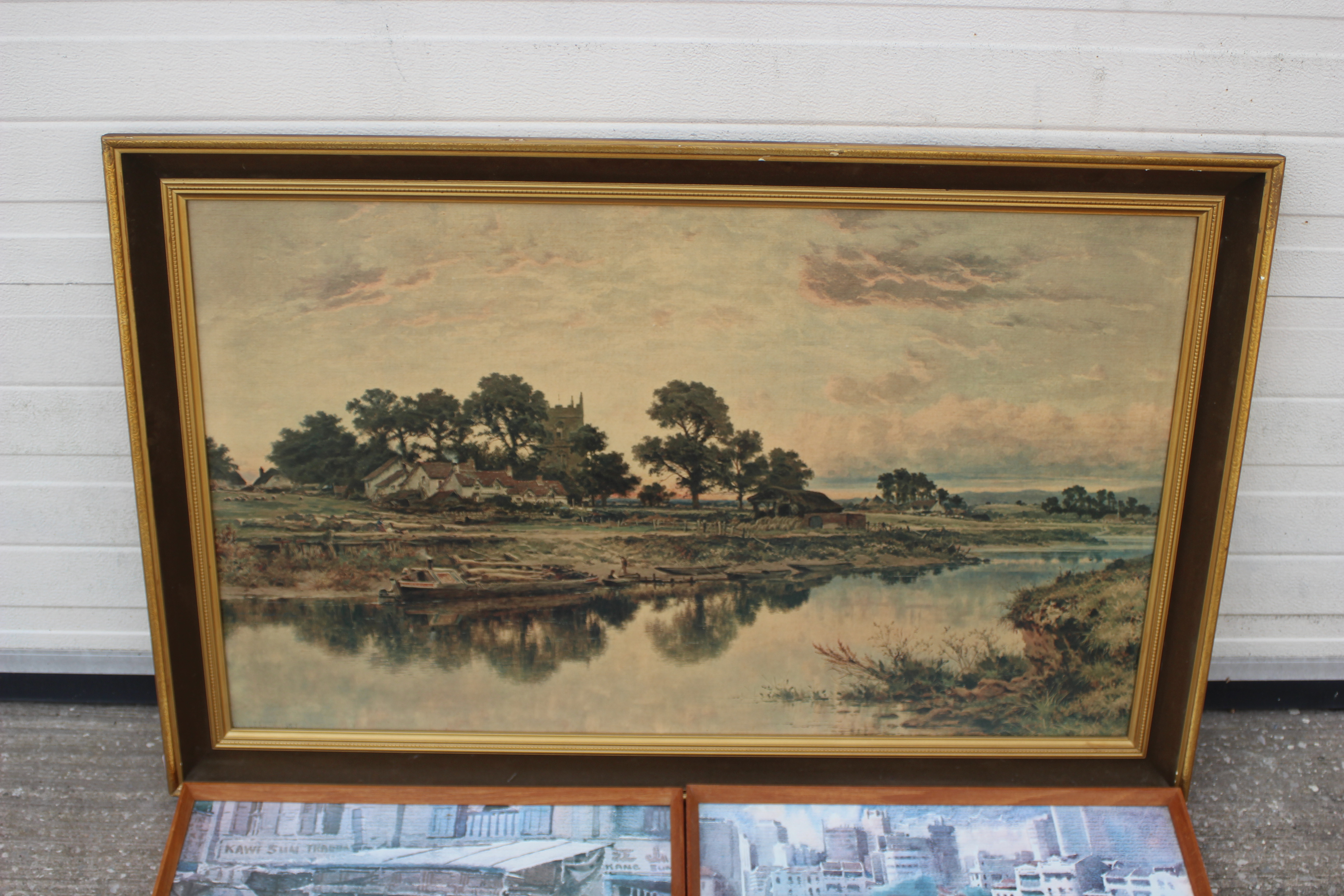 4 x framed prints - Lot includes a framed print depicting a lake with fishing boats on the shore, - Image 3 of 5