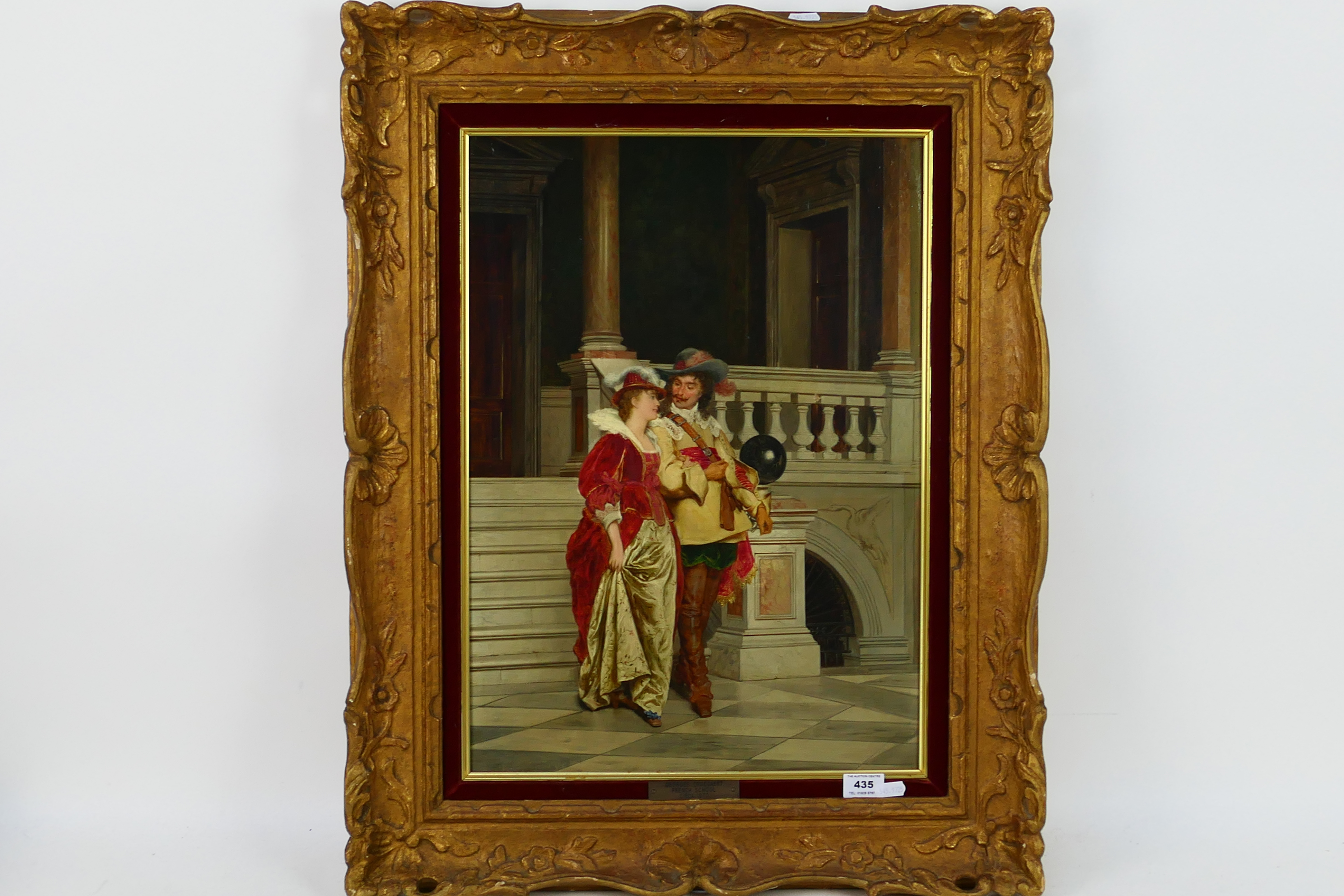 Attributed to Georges Croegaert (Belgian 1848 - 1923), oil on canvas depicting a courting couple,