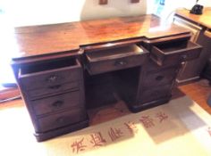 A good mahogany writing desk, the knee-hole with single drawer above,