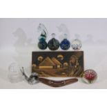 Mdina, Other - Lot includes 5 x glass paperweights (three paperweights are Mdina),