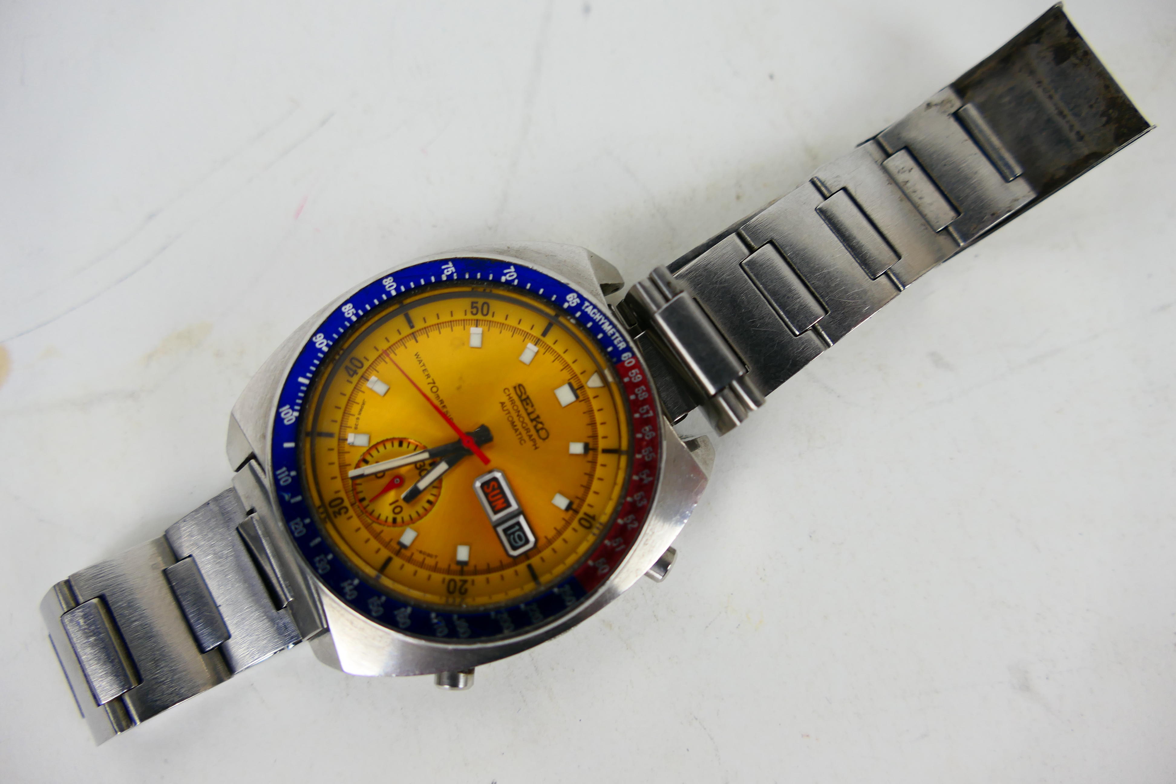 Seiko A 6139-6002 Pogue Pepsi gentleman's stainless steel automatic chronograph wristwatch, - Image 2 of 3