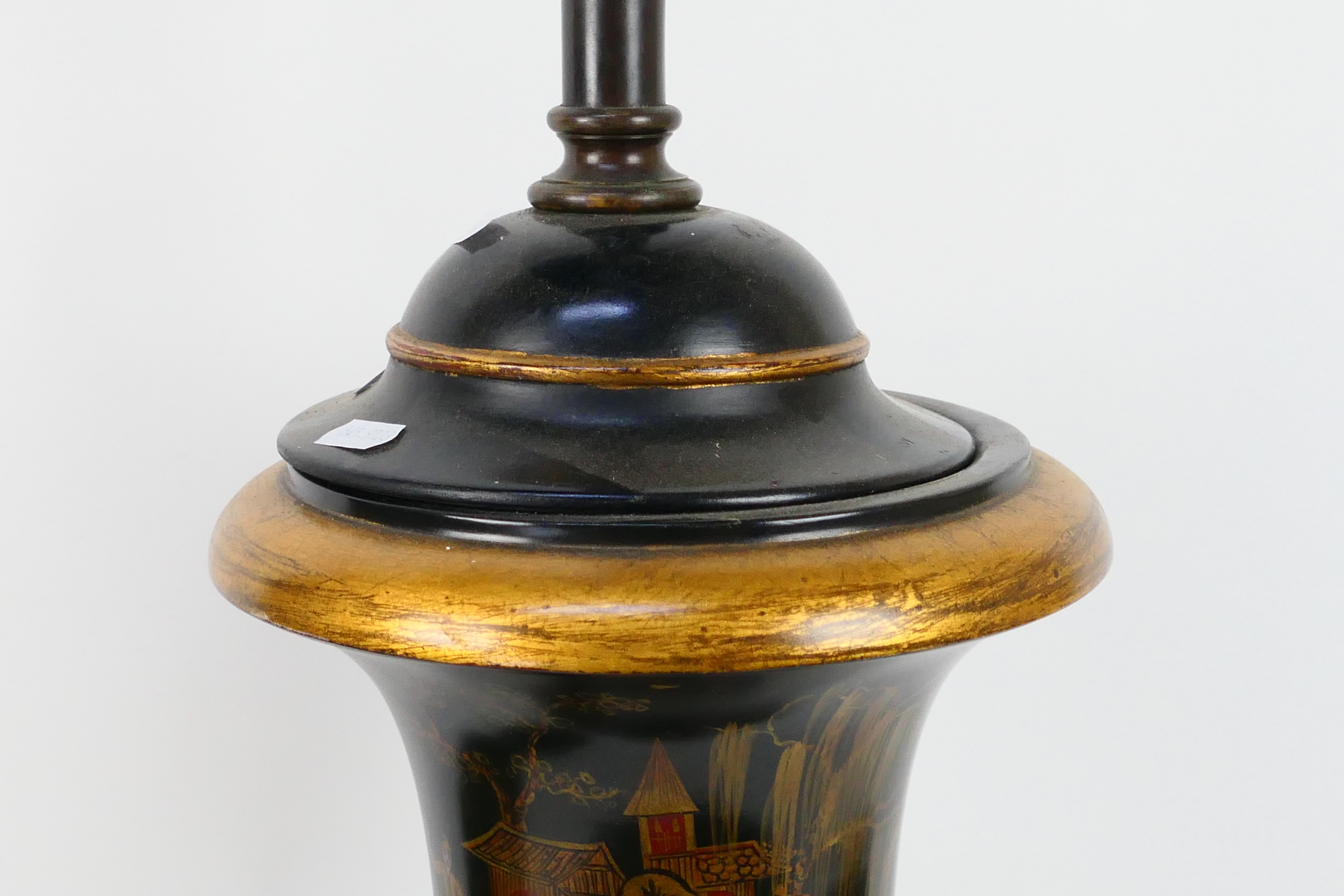 Two table lamps, one with Oriental style decoration, largest approximately 96 cm (h). - Image 5 of 7