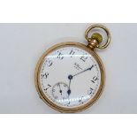 A 9ct rose gold cased open face pocket watch by Waltham,