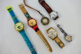 A collection of watches to include a Seiko Sportsmatic Calendar 820, 7625-1991, Swatch,