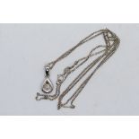 A 9ct white gold and diamond set pendant on 9ct white gold chain, 46 cm (l), approximately 1.