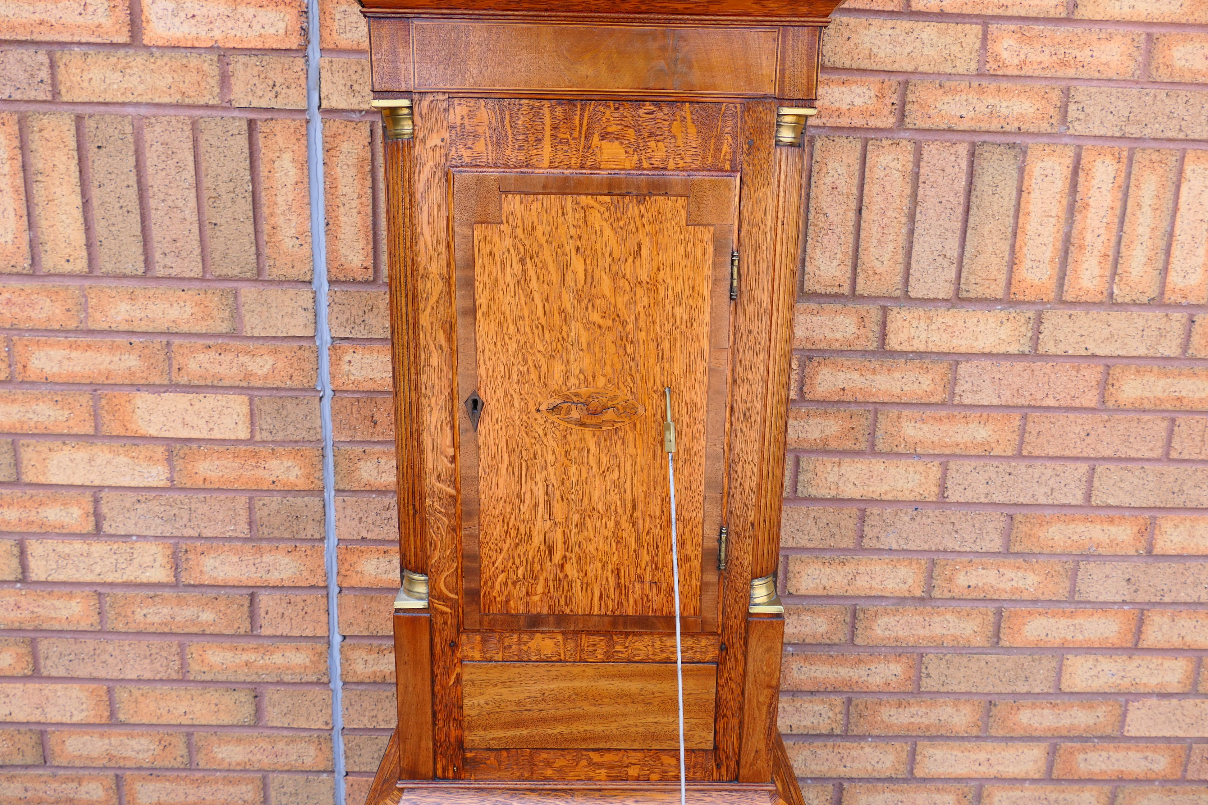 An early 19th century 8-day longcase clock, oak and crossbanded mahogany case with ¾ length door, - Image 5 of 9