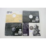 Fine Silver Coins - Four Royal Mint 999 fine silver £20 coins comprising A Timeless First 2013,